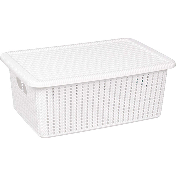 Seymours Lidded White Basket