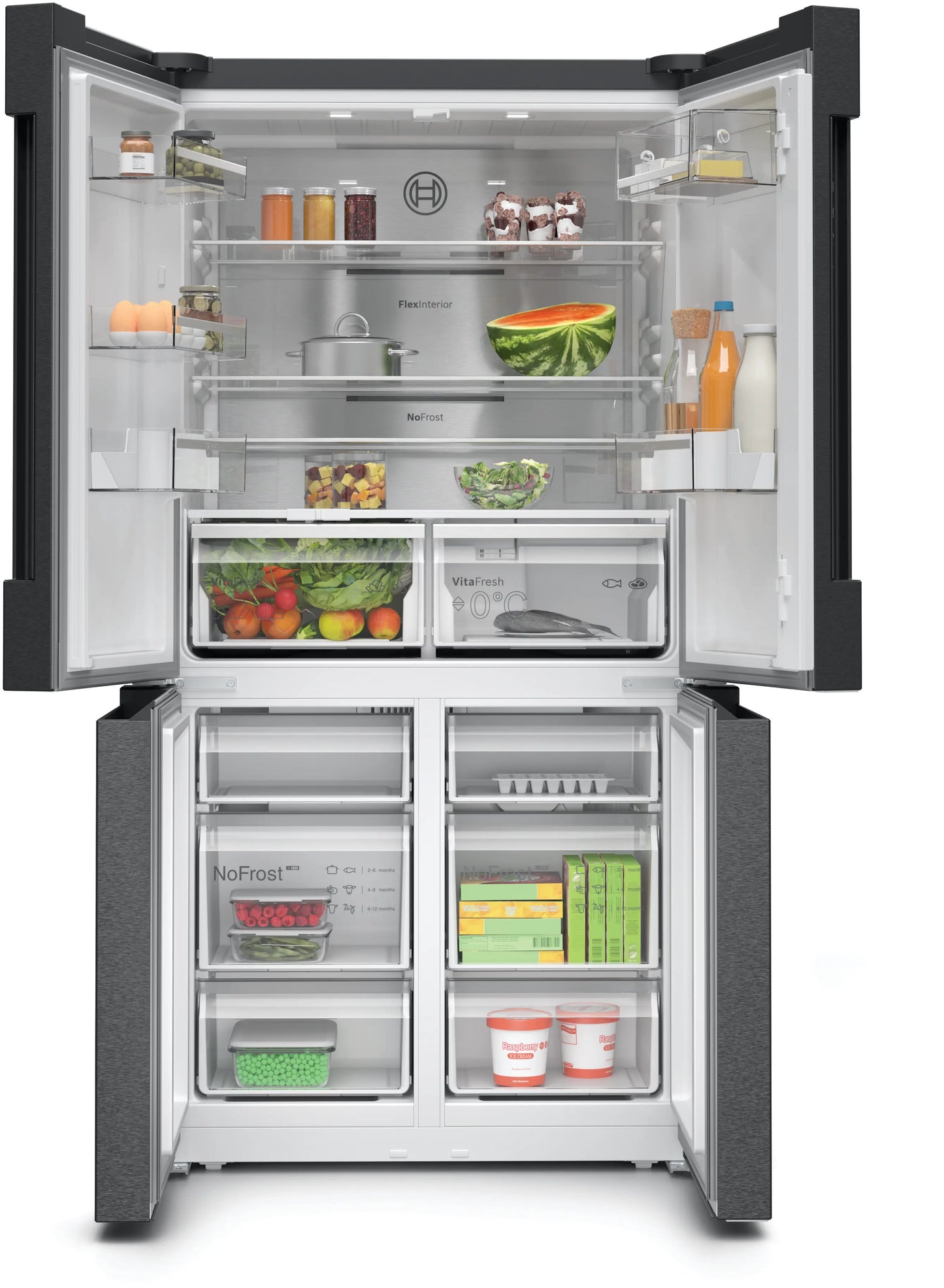 Bosch Series 6 605L French Door Fridge Freezer Black Stainless