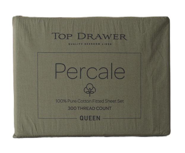 300TC Percale Sheet Set - Olive
