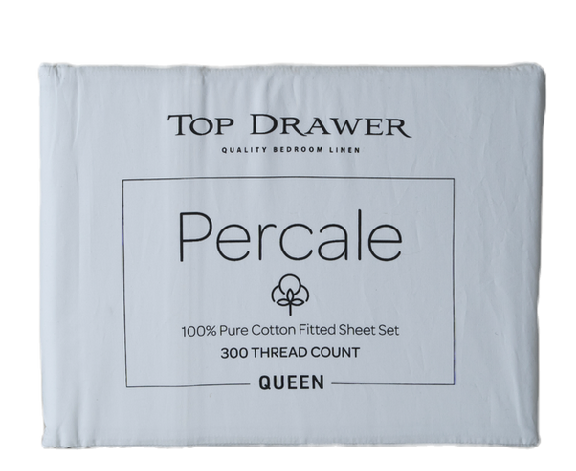 300TC Percale Sheet Set - White