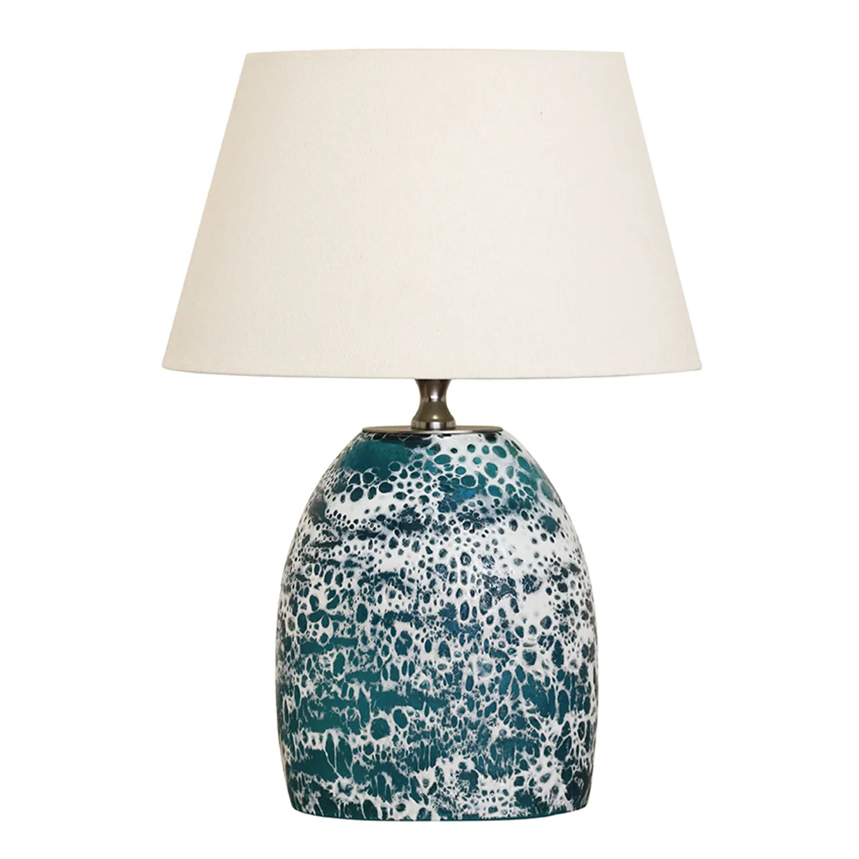 Seafoam Glass Lamp Base with tapered drum shade