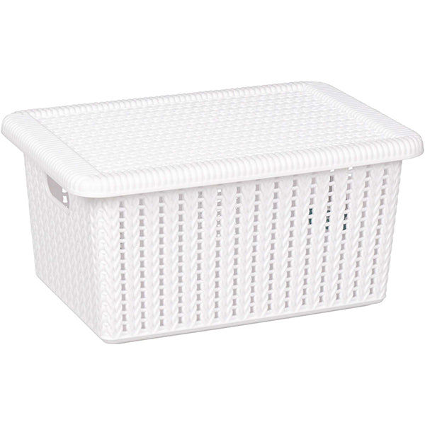 Seymours Lidded White Basket