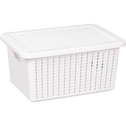 Seymours Lidded White Basket