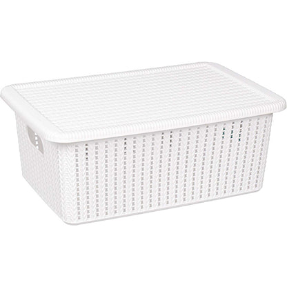 Seymours Lidded White Basket