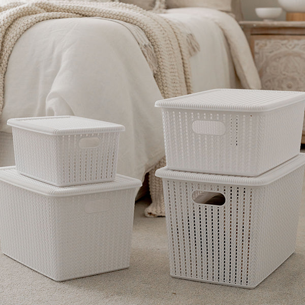 Seymours Lidded White Basket