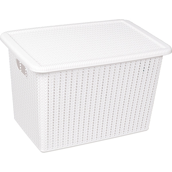 Seymours Lidded White Basket