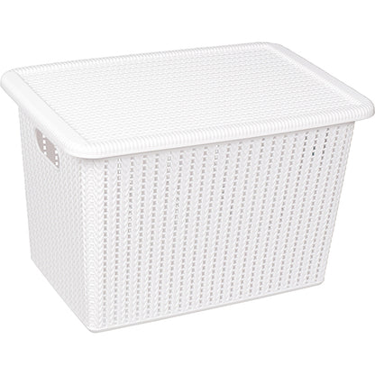 Seymours Lidded White Basket