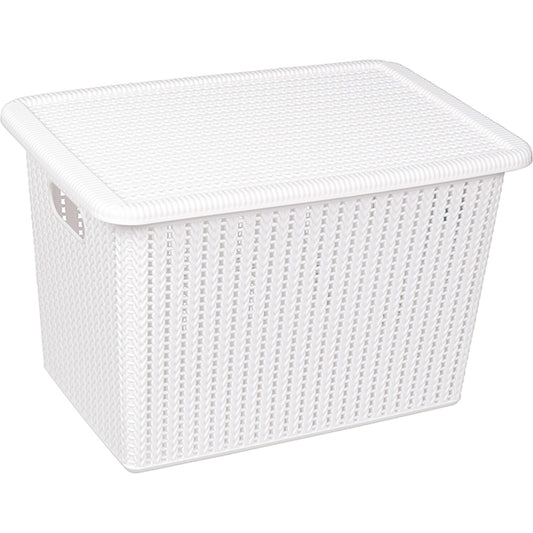 Seymours Lidded White Basket