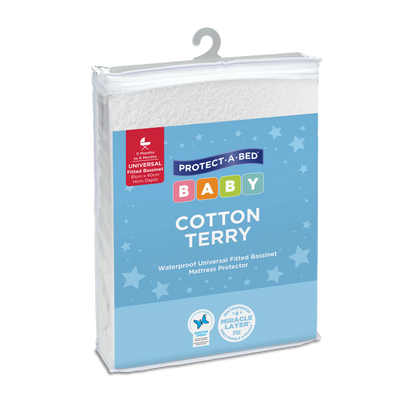Cotton Terry Fitted Waterproof Bassinet Mattress Protector