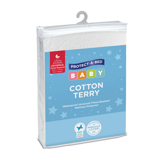 Cotton Terry Fitted Waterproof Bassinet Mattress Protector