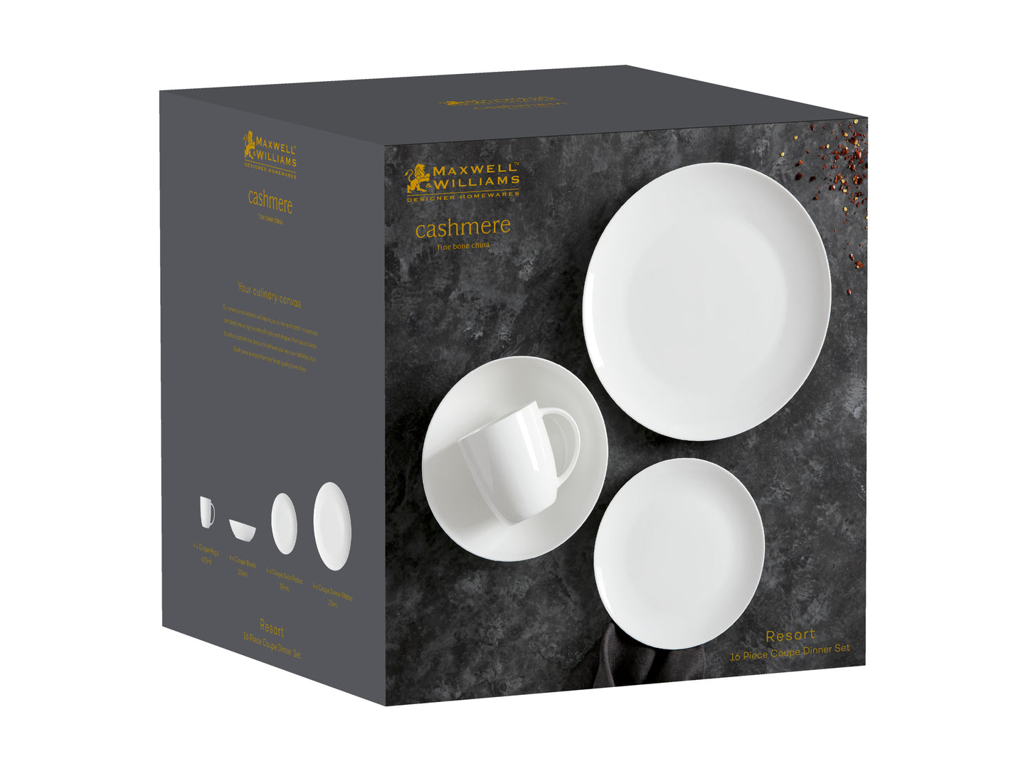Maxwell & Williams Cashmere Resort Coupe Dinner Set 16pc Gift Boxed