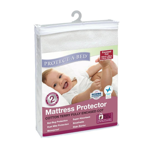 Cotton Terry Fully Encased Cot Mattress Protector by Protect-A-Bed