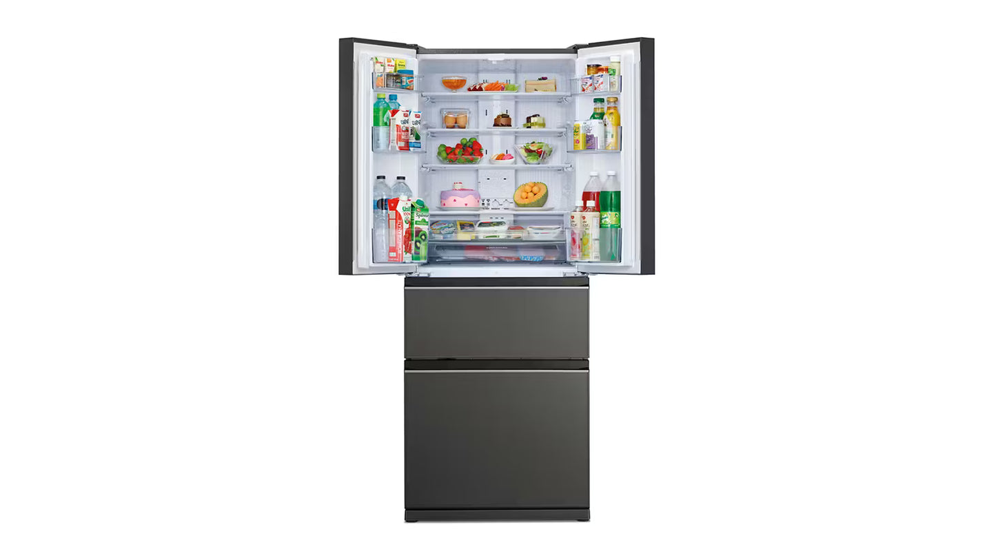 Mitsubishi Electric LX Slim Series 442L Multi Drawer Fridge Freezer - Glass Gunmetal
