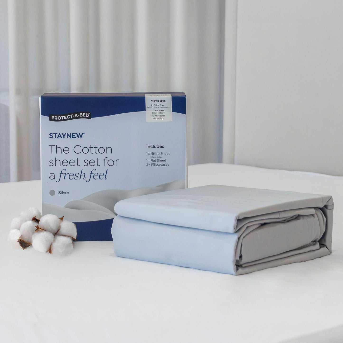 Protect-A-Bed Staynew® Cotton Sheet Set Silver