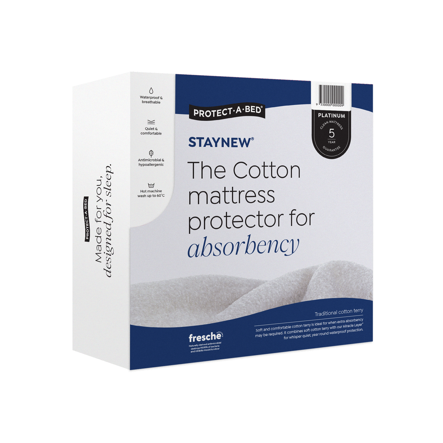StayNew Cotton Terry Fitted Waterproof Mattress Protector by Protect-A-Bed