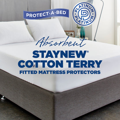 StayNew Cotton Terry Fitted Waterproof Mattress Protector by Protect-A-Bed