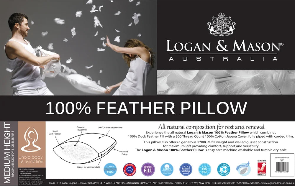 Logan & Mason 100% FEATHER PILLOW