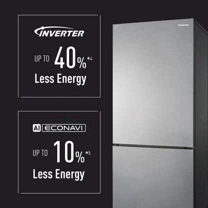 Panasonic 380L Bottom Mount Fridge Freezer (Black)