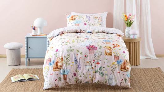 Woodland Whiskers Pink Duvet Cover Set