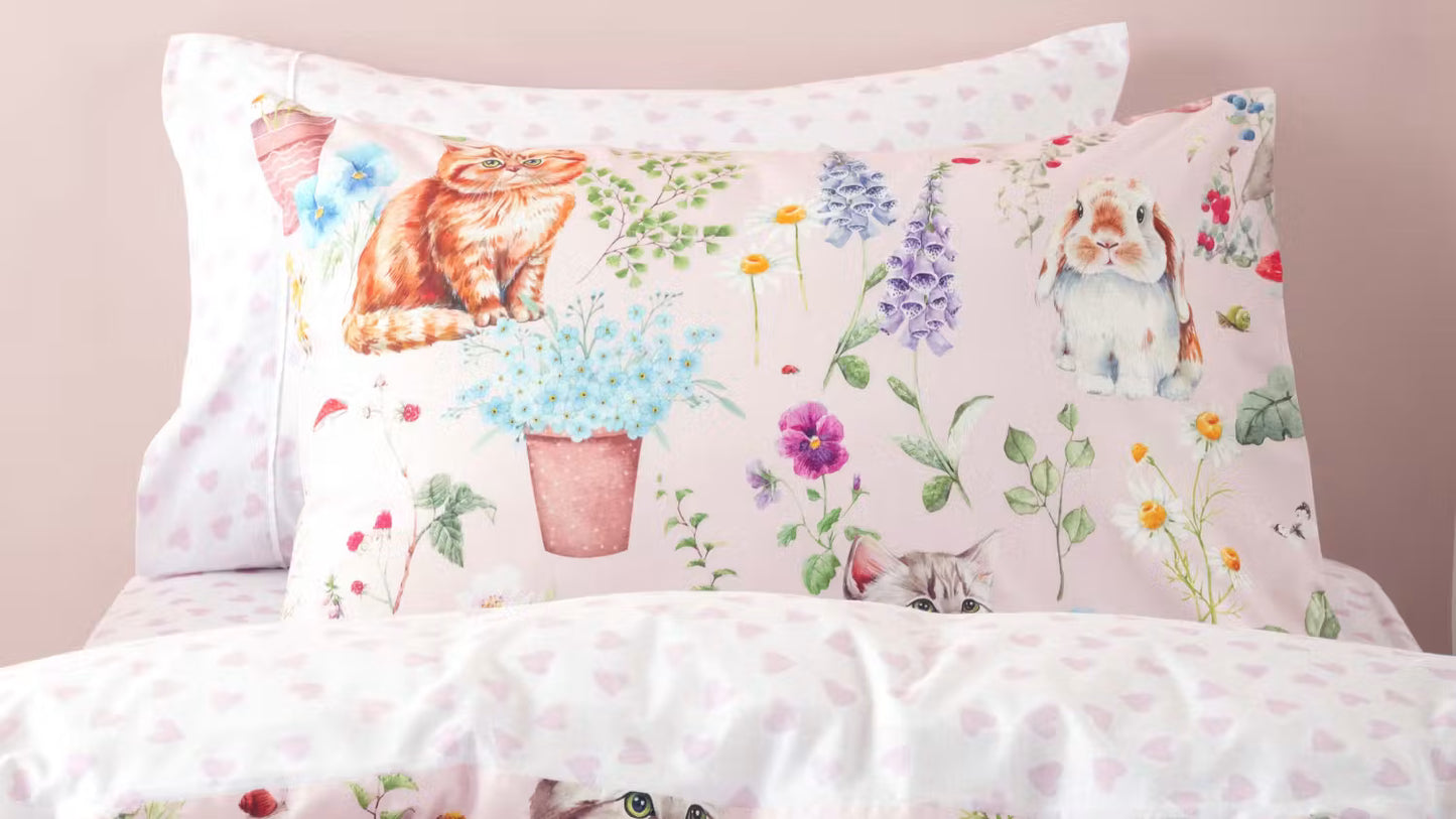Woodland Whiskers Pink Duvet Cover Set