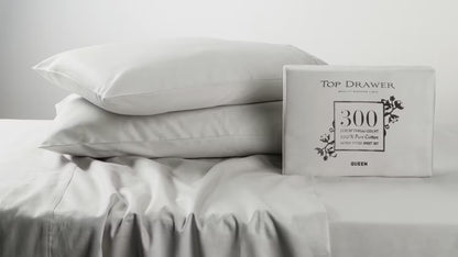 300TC 100% Cotton Sateen Sheet Set - Silver