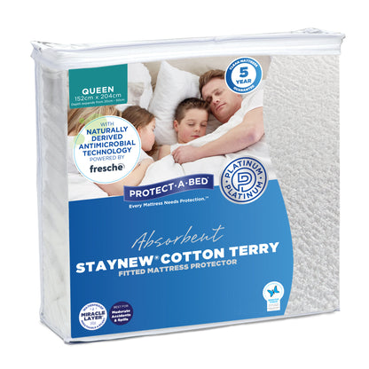 StayNew Cotton Terry Fitted Waterproof Mattress Protector by Protect-A-Bed