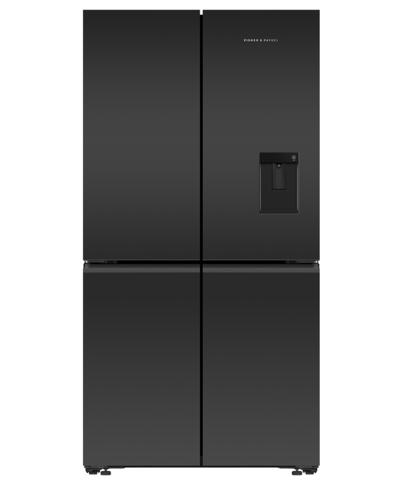 Fisher & Paykel 538L Black Glass Quad Door Fridge/Freezer