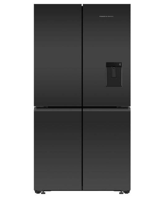 Fisher & Paykel 538L Black Glass Quad Door Fridge/Freezer