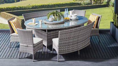 Amalfi 8-Piece Outdoor Oval Dining Suite
