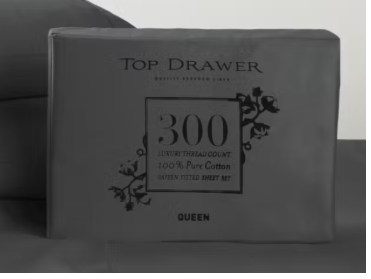 300TC 100% Cotton Sateen Sheet Set - Graphite