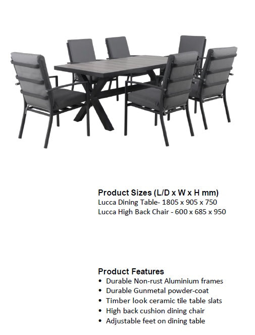 Lucca 7 Piece Outdoor Dining Set