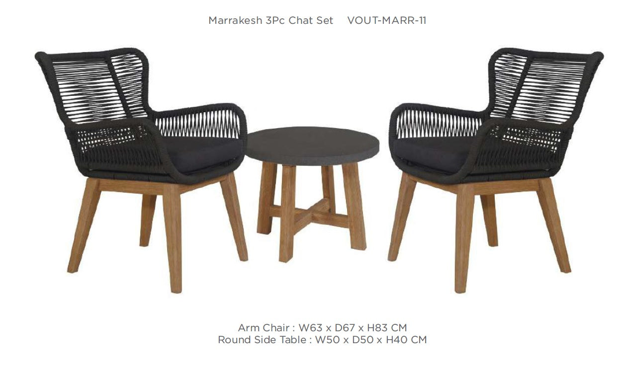 Marrakesh 3 Piece Outdoor Chat Set