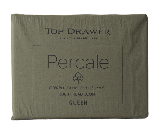 300TC Percale Sheet Set - Olive