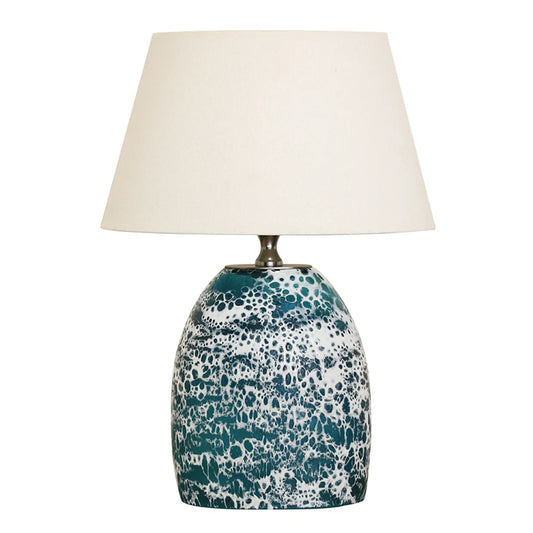 Seafoam Glass Lamp Base with tapered drum shade