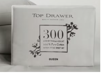 300TC 100% Cotton Sateen Sheet Set - Silver