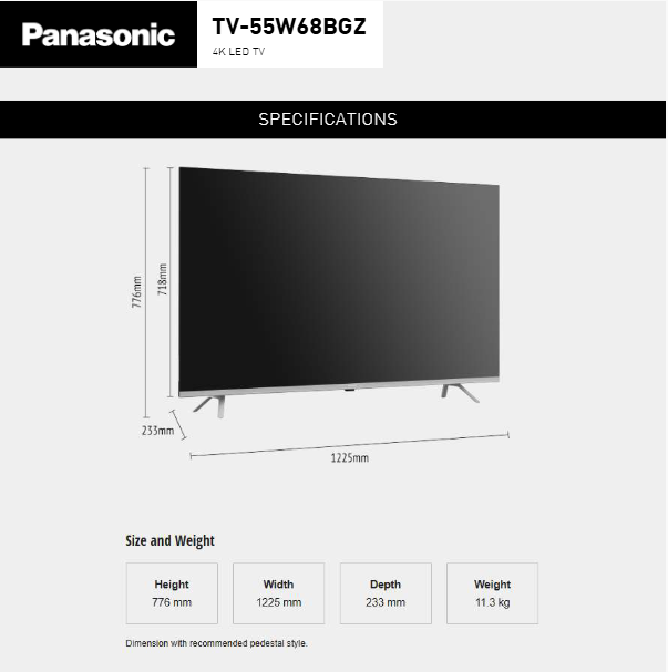 Panasonic 55" W68B Series 4K Google TV